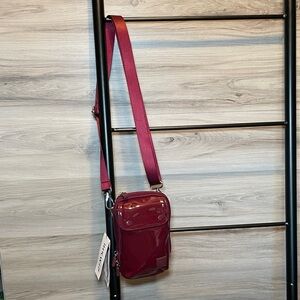 NWT- IHKWIP Patent Everyday Essentials Crossbody, Maroon/Burgundy